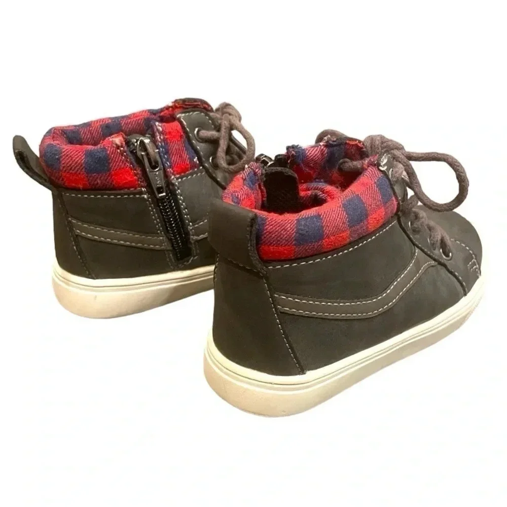 Genuine Kids Osh Kosh Buffalo Boys Boots -Gray HighTop Shoes Side Zipper Size 10